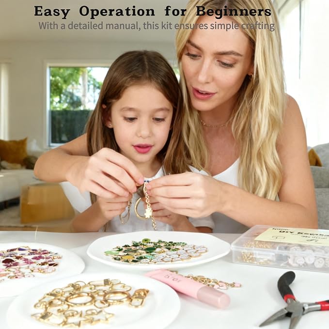 Kupor 460Pcs DIY Keychain Making kit, 7 Themes DIY Bag Charm kit, 78 Letter Sets - Image 5