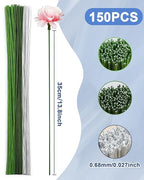 150 PCS FIVEIZERO 26 Gauge MixColor Floral Wire Stems - Image 2