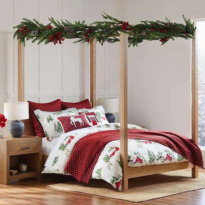 Levtex Home - Cross Stitch Velvet Red Quilt Set - Full/Queen Quilt + Two - Image 2
