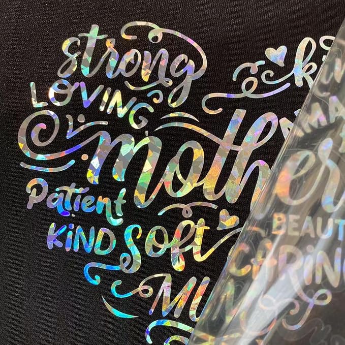 Holographic Crystal Silver Metallic Foil HTV Heat Transfer Vinyl - Image 3