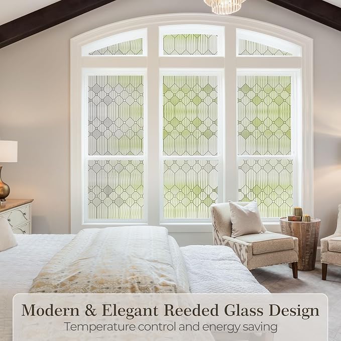 SUNBABY Reeded Glass Window Privacy Film, Decorative Frosted Glass Window Film - Image 9