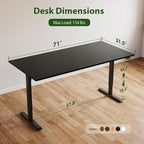 Agilestic Electric Standing Desk, 71 x 31.5 Inches Height Adjustable Desk - Image 3