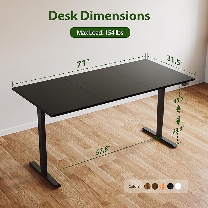 Agilestic Electric Standing Desk, 71 x 31.5 Inches Height Adjustable Desk - Image 3