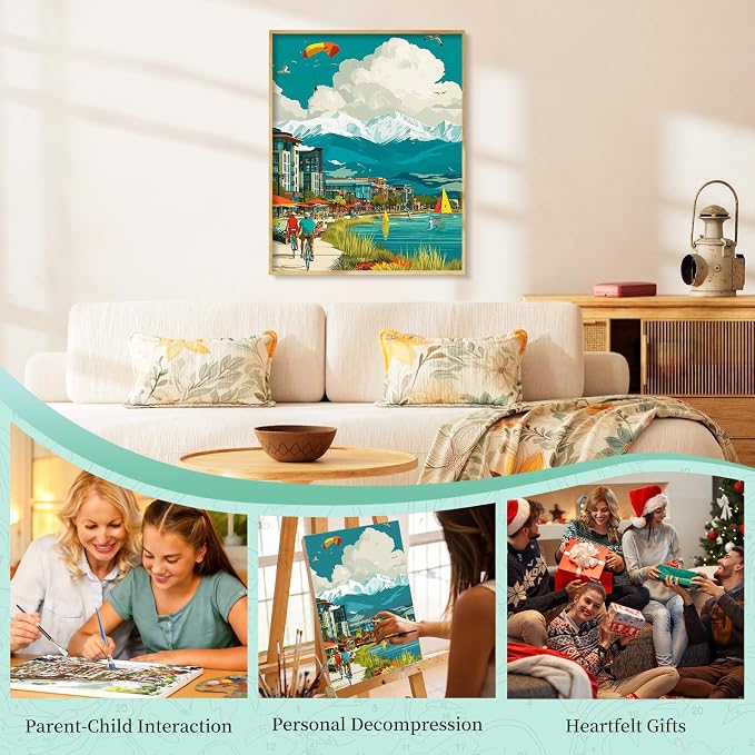 Paint by Numbers Kit for Adults, Mountain Lake DIY Painting Kit, 16x20 Inch | - Image 7
