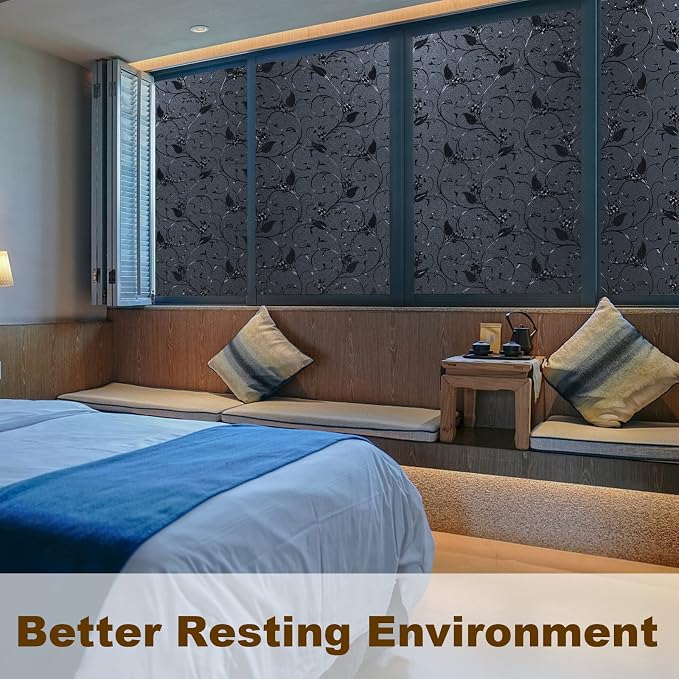 Niviy Window Privacy Film Wheat Flower Frosted Window Glass Film No Glue Door - Image 7