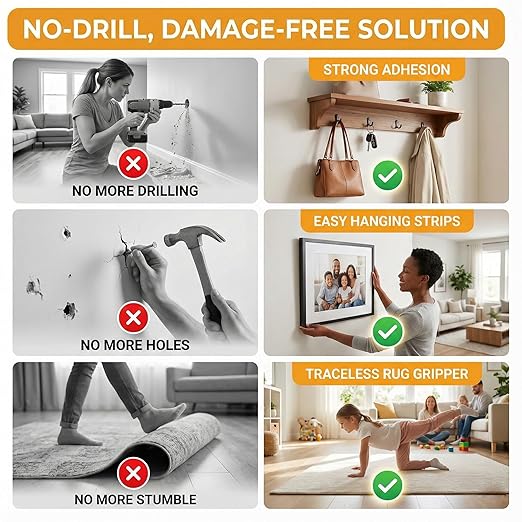 Double Sided Tape Heavy Duty, Picture Hanging Adhesive Strips) - Image 5