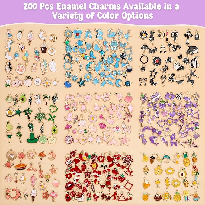 300Pcs Charms for Jewelry Making, Wholesale Bulk Assorted Gold-Plated Enamel - Image 2