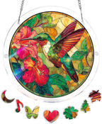 Acrylic Puzzle Suncatcher, Flowers Hummingbird Sun Catcher by Unknown