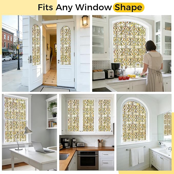 OHTMERU 3D Stained Glass Window Privacy Film, Heat Control UV Blocking Static - Image 8