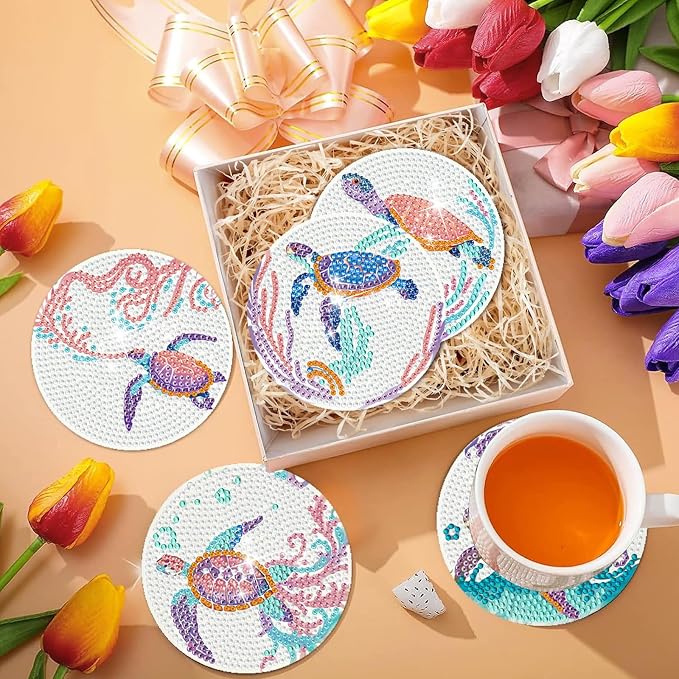 EWJRNSF 10 PCS Diamond Art Coasters Kit, Small Diamond Painting Coasters - Image 7