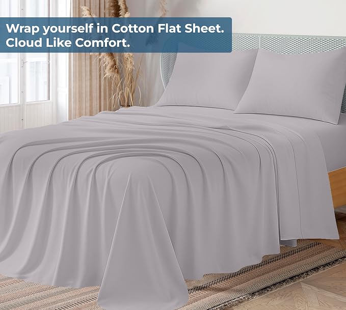 Royale Linen 100% Organic Cotton California King Flat Sheet Only - Image 2