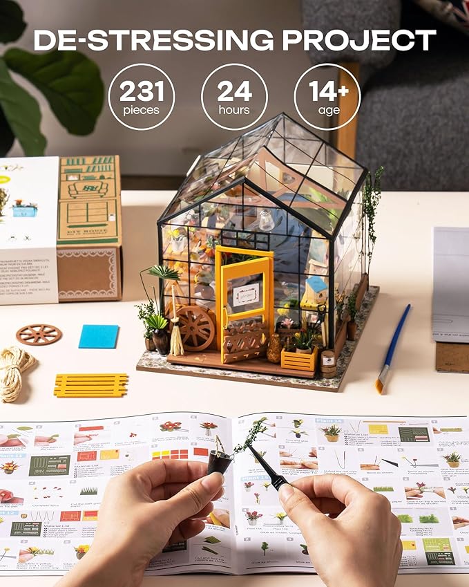 Rolife DIY Miniature House Kit-Mini Diorama 1/18 Greenhouse Dollhouse Building - Image 5