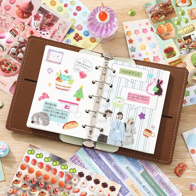 Girl's Japanese Retro Sticker Book, 1000+ Cute Comics Style Food Stickers - Image 5