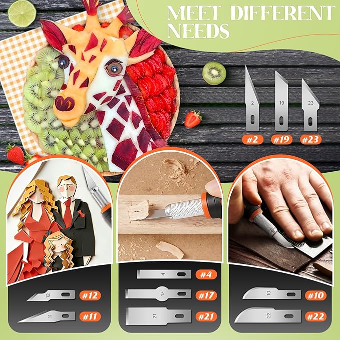 JETMORE 16 Pcs Exacto Knife Set, 3 Craft Knife and 13 SK5 Steel Blades - Image 4