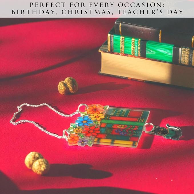 Book Lover Gifts for Mom, Mother’s Day, Faux Stained Glass Book Ornament - Image 4