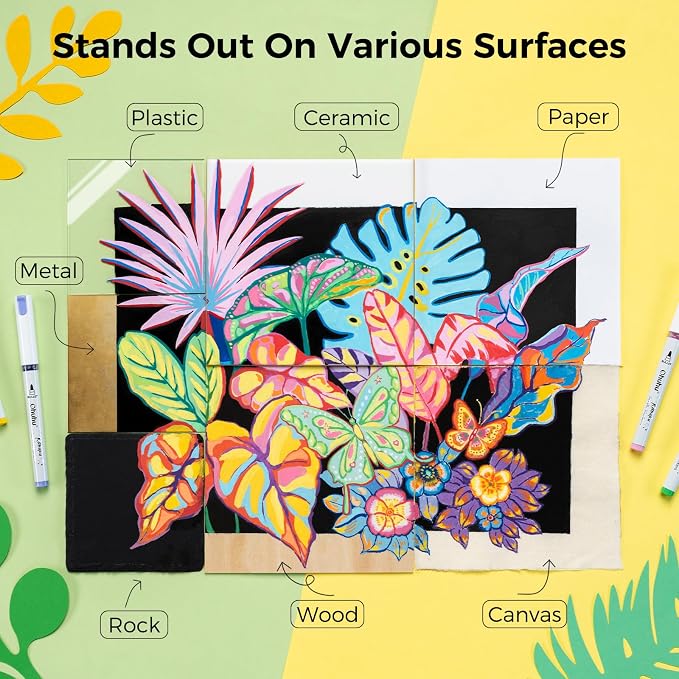 Ohuhu Acrylic Paint Markers Brush Tip Acrylic Markers High Opacity Paint Pens - Image 4