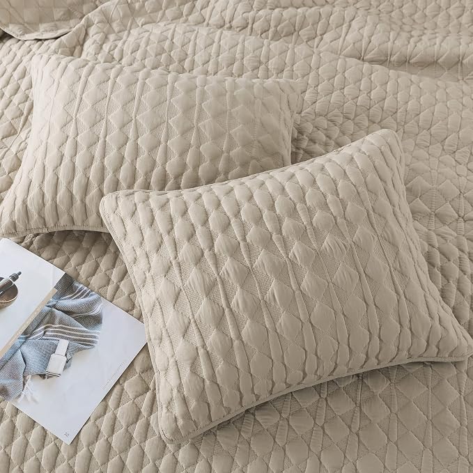 WDCOZY Beige Quilt Twin Size Bedding Sets - Image 4