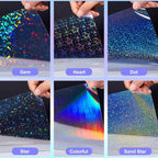 Clabby 36 Sheets Holographic Sticker Paper A4 Vinyl Holographic Laminate Sheets - Image 3