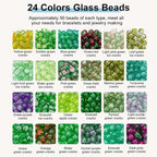 XSEINO About 1200pcs 6mm Crack Glass Beads Bracelet Making Kit, 24 Style Crack - Image 2