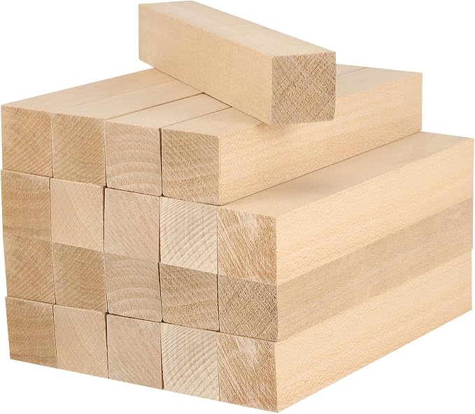 JAPCHET 20 PCS 6 x 1 x 1 Inch Basswood Carving Blocks, Natural Whittling Blocks by JAPCHET