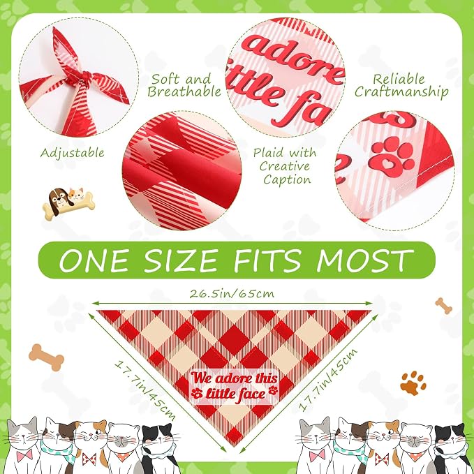 Sweetude 100 Pcs Plaid Dog Bandanas Bulk Paw Print Dog Scarf Bibs Puppy Pet - Image 4