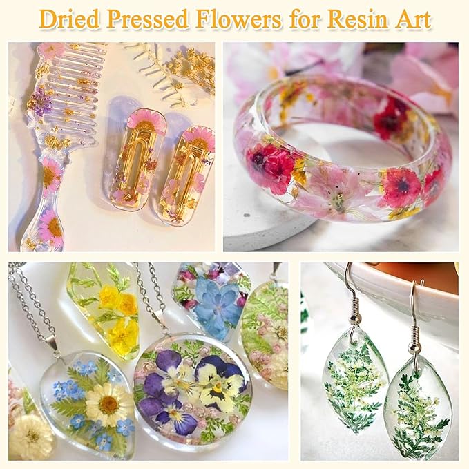 124 Pcs Dried Pressed Flowers for Resin Crafts, Real Pressed Wildflowers - Image 2