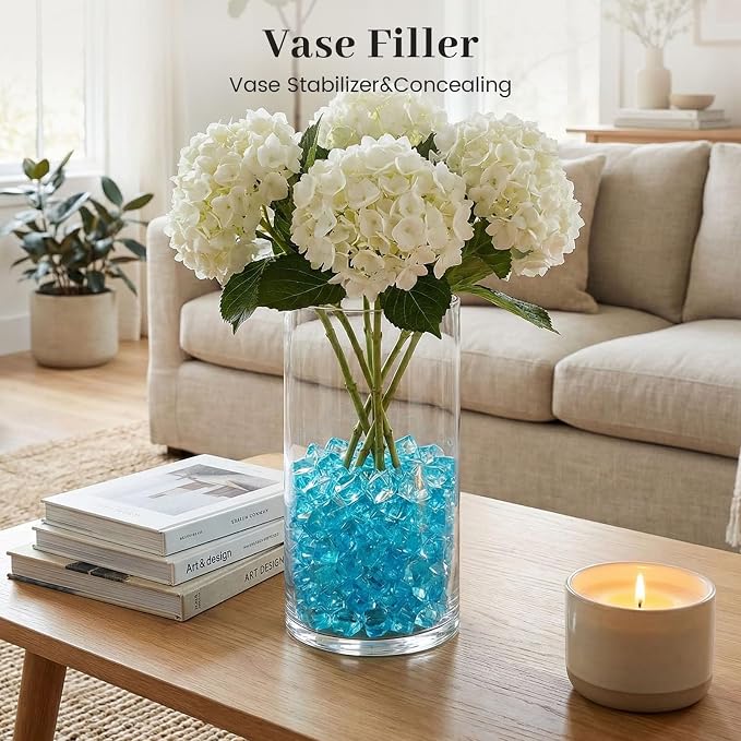 DomeStar 150PCS Light Blue Fake Ice Rocks Vase Fillers, Aquarium Gravels Small - Image 3