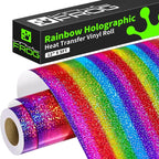 VINYL FROG Rainbow Holographic Heat Transfer Vinyl 12''x5ft Glitter HTV | by VINYLFROG