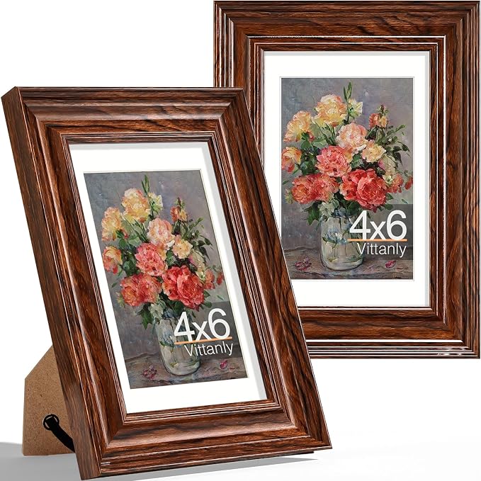 Vittanly 4x6 Picture Frames Set of 2, Ornate Vintage Photo Frame by Vittanly