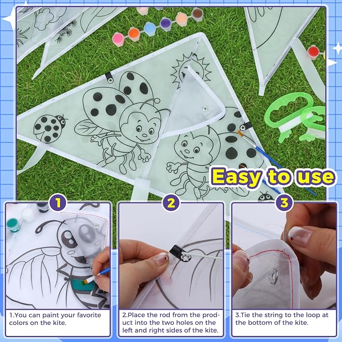 32 Pieces DIY Blank Painting Kites Bulk Kit 23.6 Inch Flying Kites - Image 3