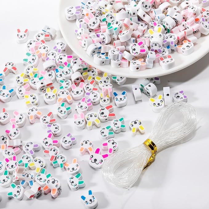 100pcs Animal Rabbit Polymer Clay Spacer Beads - Image 2