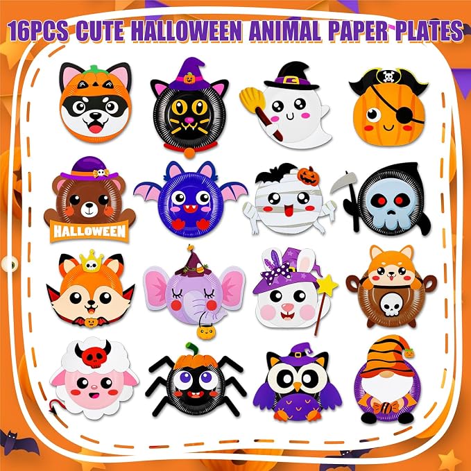 16 Pack Arts and Crafts for Kids, Toddler Crafts Animal Paper Plate Art Kit - Image 4