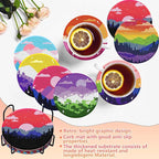 8 PCS Diamond Art Coasters Kits Moutain Sunset Diamond Painting Coaster | - Image 3