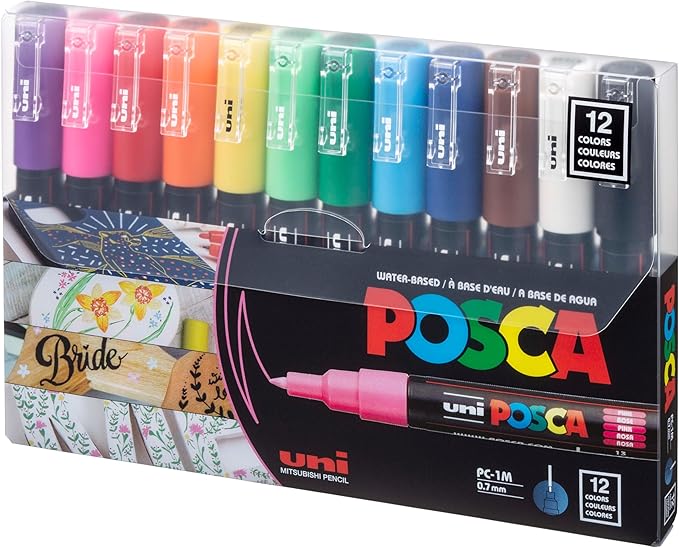 uni Posca Acrylic Paint Art Markers, Wood and Canvas by uni