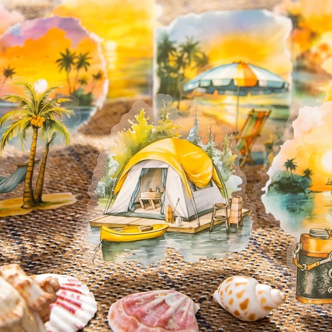 Yoksas Travel Sea Beach Nature Outdoor Watercolor Scenery Stickers - Image 2