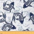 Feelyou Japanese Koi Upholstery Fabric by The Yard, Ocean Wave Hokusai by Feelyou