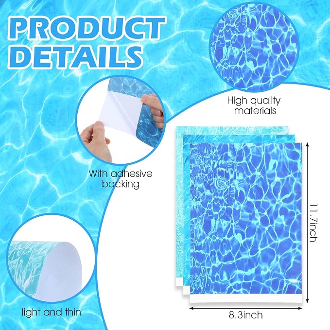 Ripple Water Sticker 6 Sheets Self Adhesive Ocean Diorama Supplies Paper | - Image 2