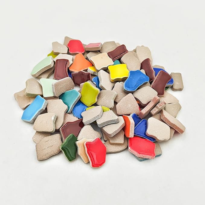 1.1lb Ceramic Mosaic Tiles, Mixed Colour Ceramic Mosaic Pieces - Image 6