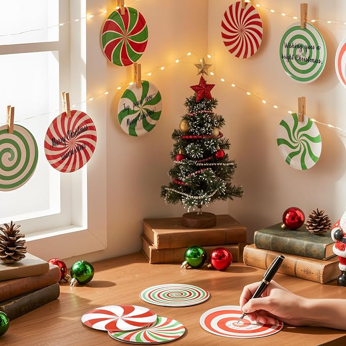 TaoBary 24 Pcs 7.09 Inch Christmas Candyland Peppermint Cutouts Candy Party - Image 2