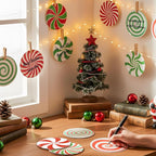 TaoBary 24 Pcs 7.09 Inch Christmas Candyland Peppermint Cutouts Candy Party - Image 2