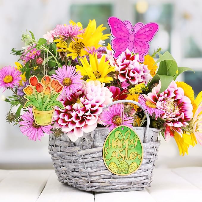 36PCS Wooden Easter Ornaments to Paint, 6 Styles DIY Blank Unfinished Wood Egg - Image 5