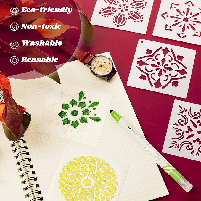 Marspark 66 Pcs Small Stencils for Crafts Reusable 3 Inch Stencils for Painting - Image 4