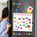 987 Pcs Glitter Foam Stickers, Heart & Star Shapes Stickers, 7 Sheets Colorful - Image 5