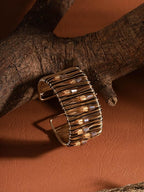 MINACHI Sparkling Crystal Rhinestone Bangle, Wide Wire Wrapped Statement Cuff - Image 5