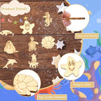 200 pcs Mixed Styles Ocean Animal Theme Undyed Wood Cutout Charms Octopus - Image 3