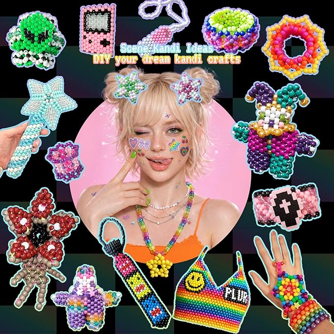14000Pcs Pony Beads Kit, 40 Colors Rave Kandi Beads - Image 2