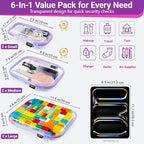 YQBRAO 6 Pack Royal Purple Clear Hard Shell Zipper Case, 1.2mm Heavy Duty Art - Image 4