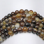 MJDCB Natural Stone Beads Coffee Stripe Agate Round Loose Beads - Image 6