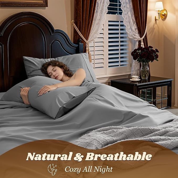 LBRO2M 100% Cotton Sheets Set Deep Pocket 24", 1000 Thread Count Full Size 4 - Image 5