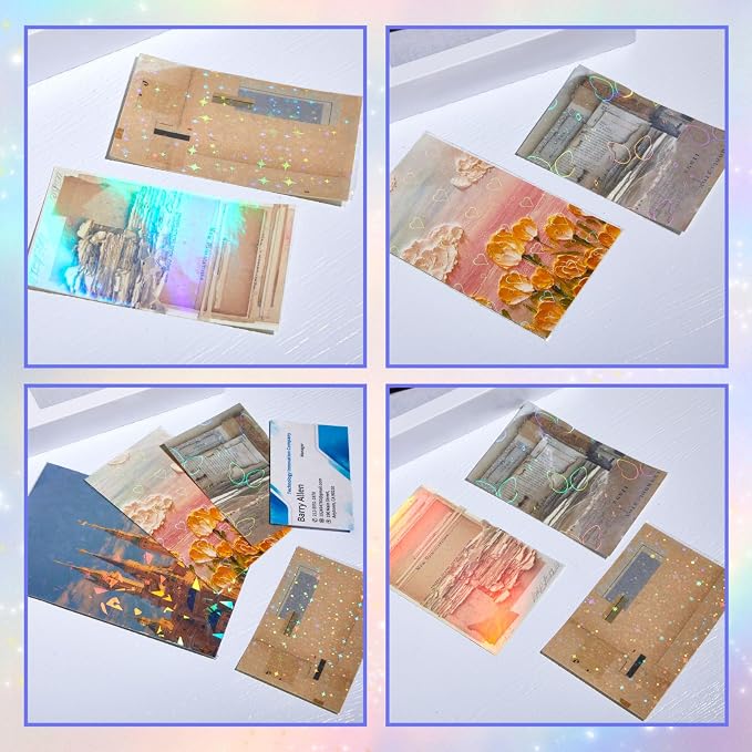 Nezyo 60 Sheet Holographic Laminate Sheet Clear Glitter A4 Size Vinyl Sticker - Image 4